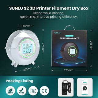 NEW Upgrade Sunlu Filadryer S2 3D Printer Filament Dryer Box Storage